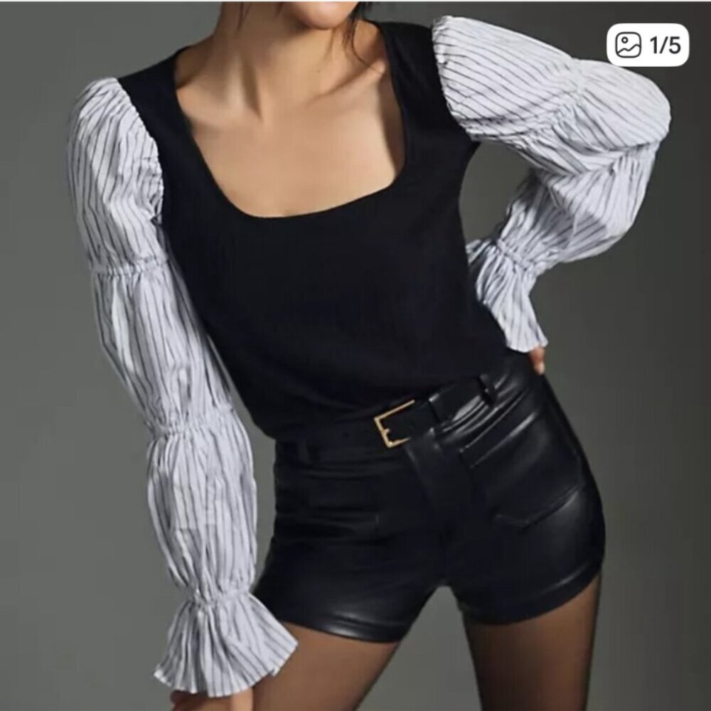 Hutch Mixed Media Puff Sleeve Top